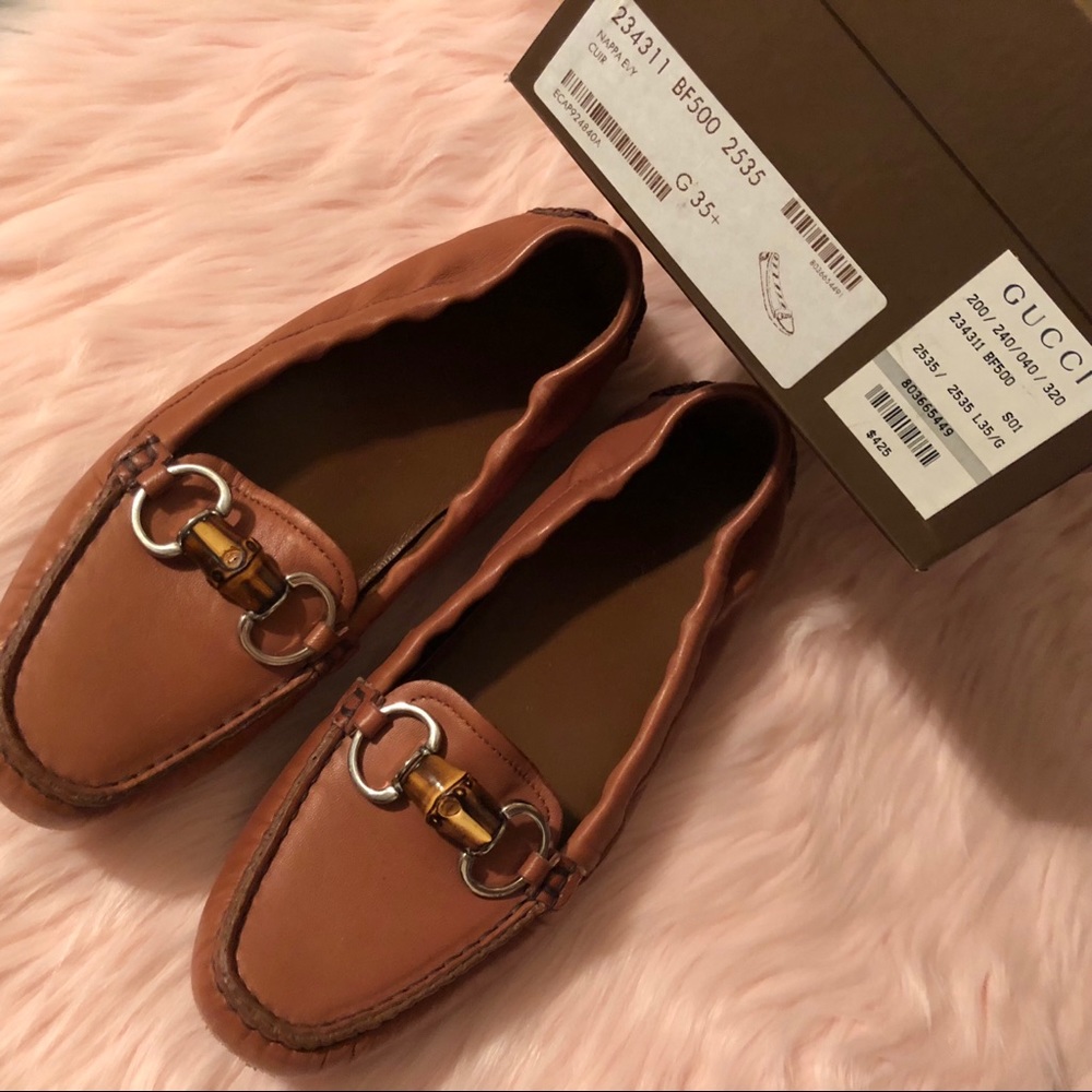 Classic Brown Leather Gucci Loafers Driving Flats